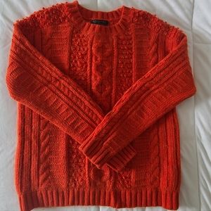 SOLD. EUC! Banana Republic “Fringe Cable” in “Tamale” Orange Crewneck Sweater!